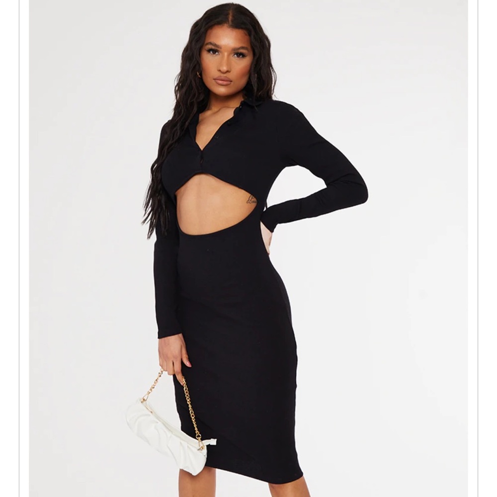 PLT BLack midi dress with cutout!